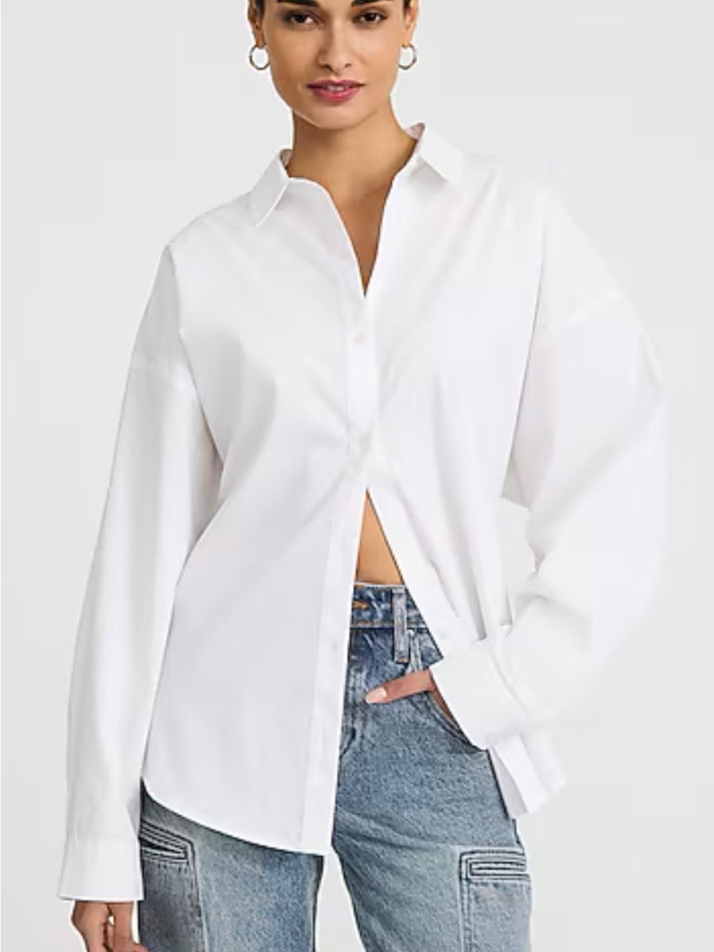 Express Womens White Poplin Boyfriend Portofino Shirt Size L